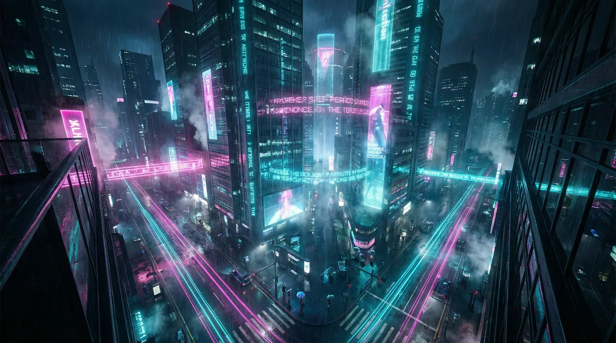 反贪风暴2 电影 竖屏短剧平台首页背景 - 赛博朋克都市夜景